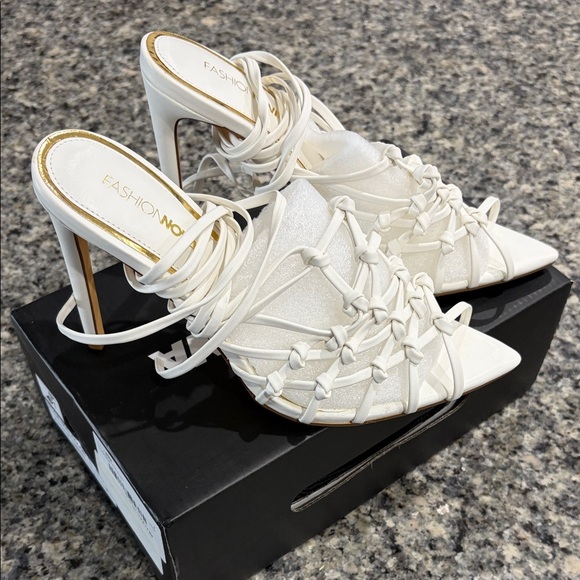Fashion Nova Shoes - Fashion Nova Elegant White Lace-Up Heels